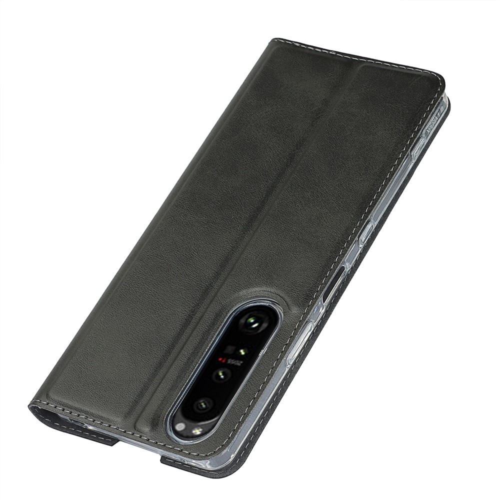 Leather Stand Case with Card Slot for Sony Xperia 1 III - Black-10