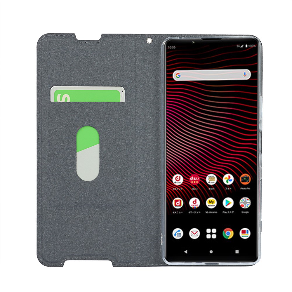 Leather Stand Case with Card Slot for Sony Xperia 1 III - Black-6