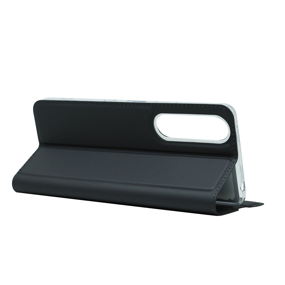 Auto-absorbed Stand Leather Mobile Phone Case Shell Cover with Card Holder for Sony Xperia 1 III - Black-4