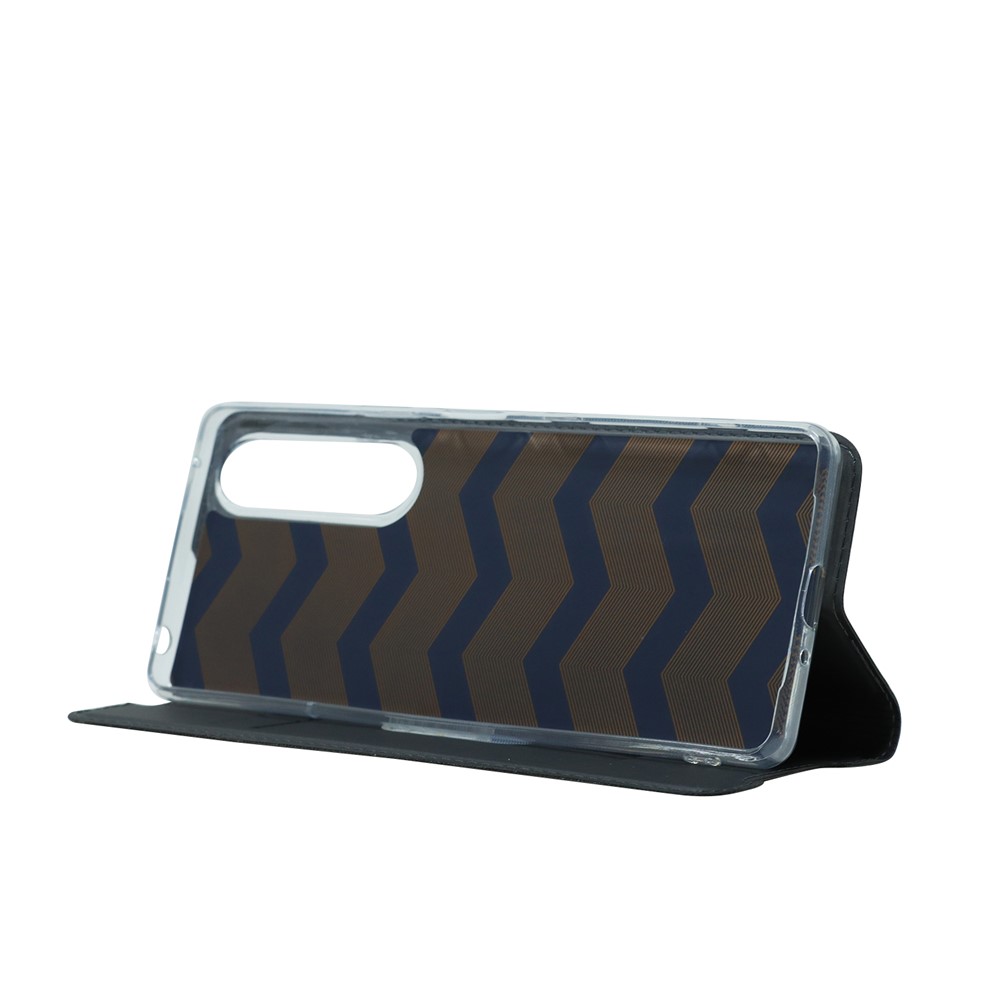 Auto-absorbed Stand Leather Mobile Phone Case Shell Cover with Card Holder for Sony Xperia 1 III - Black-5