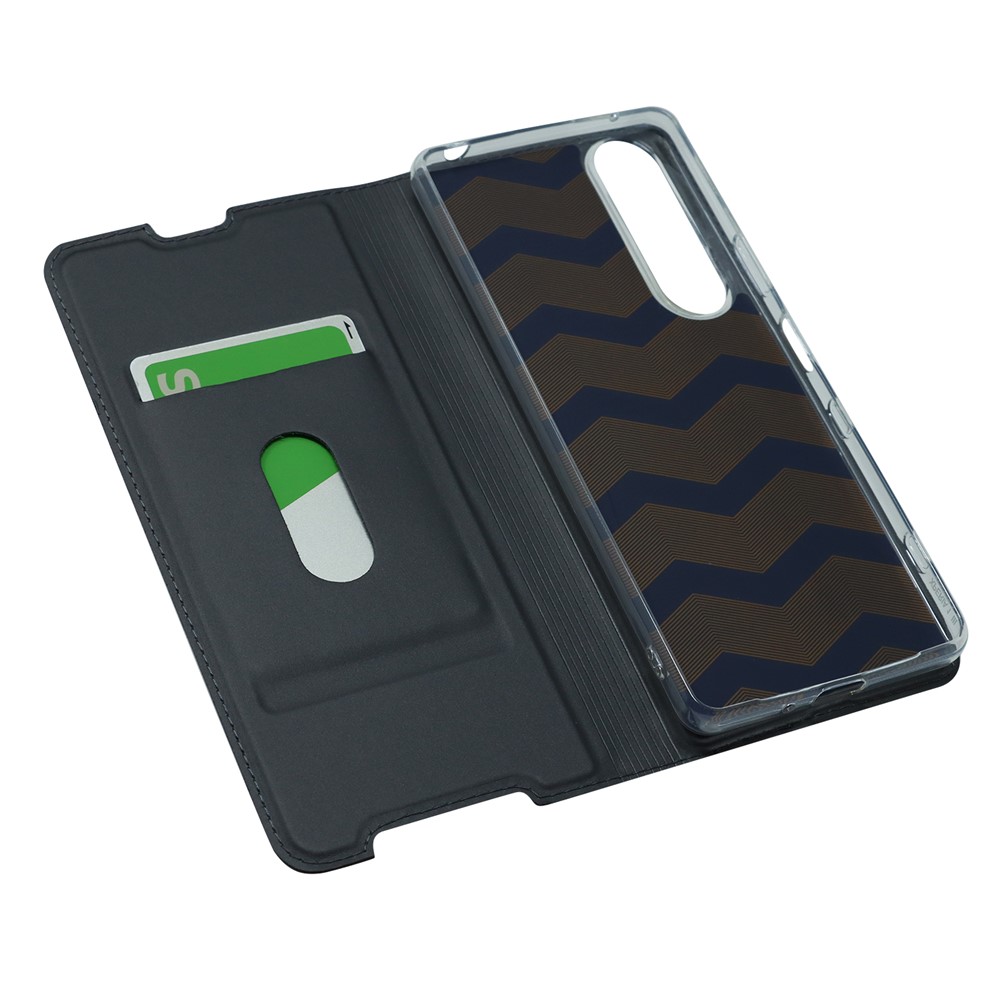 Auto-absorbed Stand Leather Mobile Phone Case Shell Cover with Card Holder for Sony Xperia 1 III - Black-6