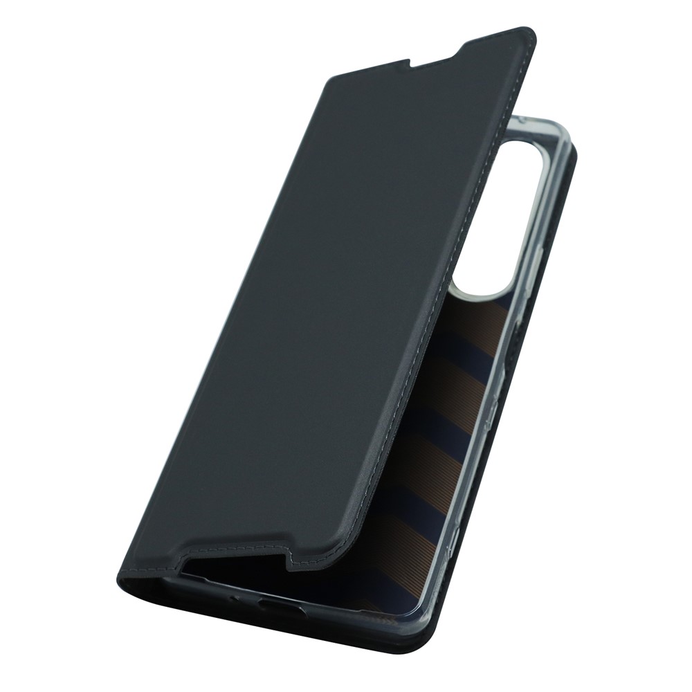 Auto-absorbed Stand Leather Mobile Phone Case Shell Cover with Card Holder for Sony Xperia 1 III - Black-7