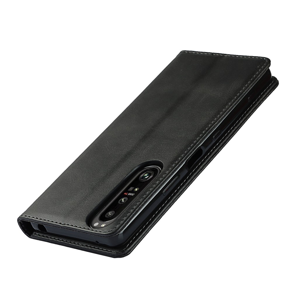 Auto-absorbed Wallet Leather Stand Shell for Sony Xperia 1 III - Black-4