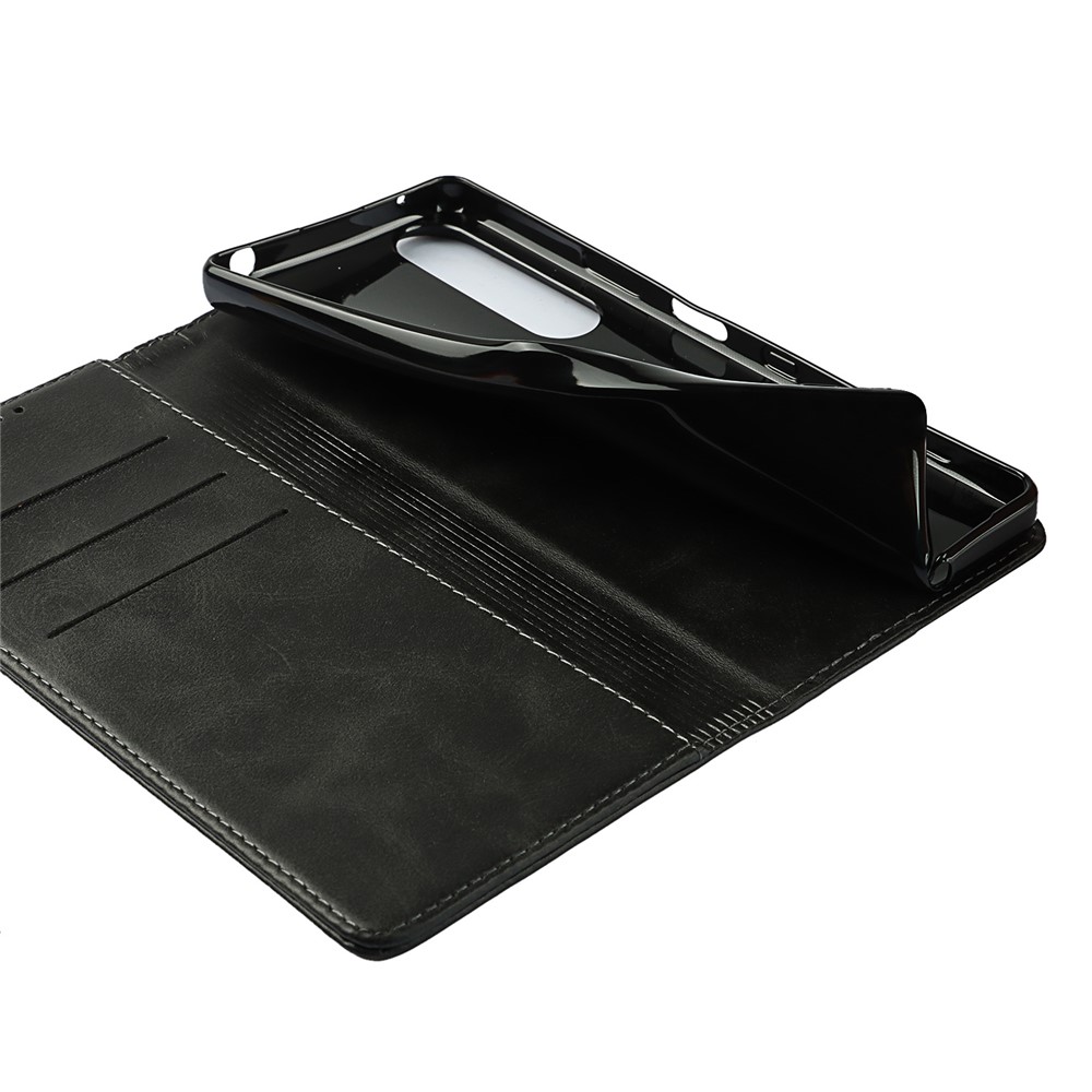 Auto-absorbed Wallet Leather Stand Shell for Sony Xperia 1 III - Black-5