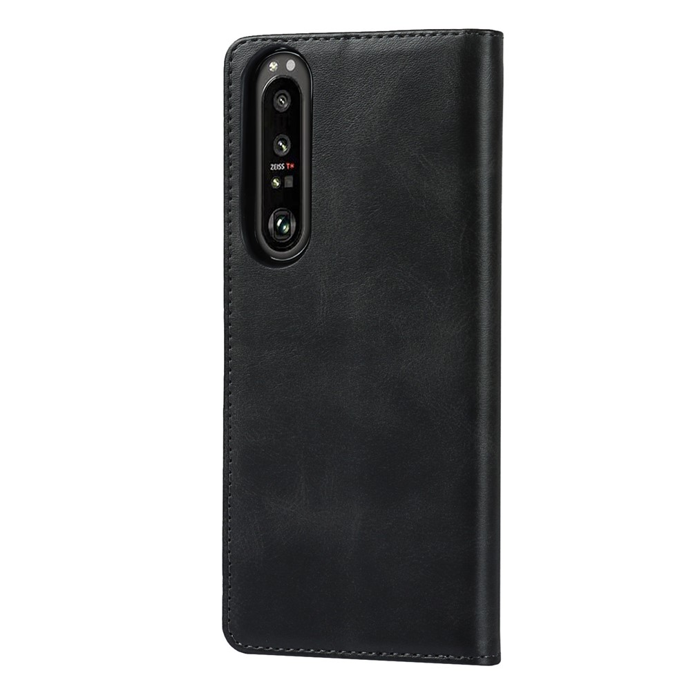 Auto-absorbed Wallet Leather Stand Shell for Sony Xperia 1 III - Black-7