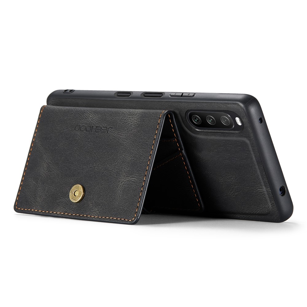 JEEHOOD Detachable 2-in-1 Leather Coated TPU Phone Case with Magnetic Clasp Wallet Design for Sony Xperia 10 III - Black-13