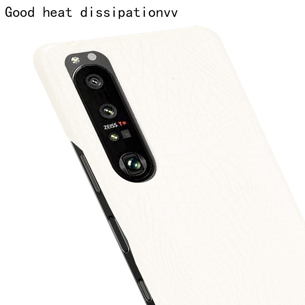 Crocodile Texture Leather Coated Hard PC Phone Cover Case for Sony Xperia 1 III - White-3