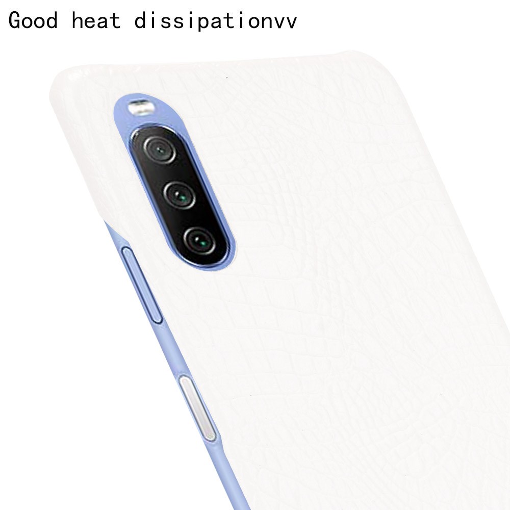 Crocodile Texture Leather Coated Hard PC Phone Cover Case for Sony Xperia 10 III - White-3