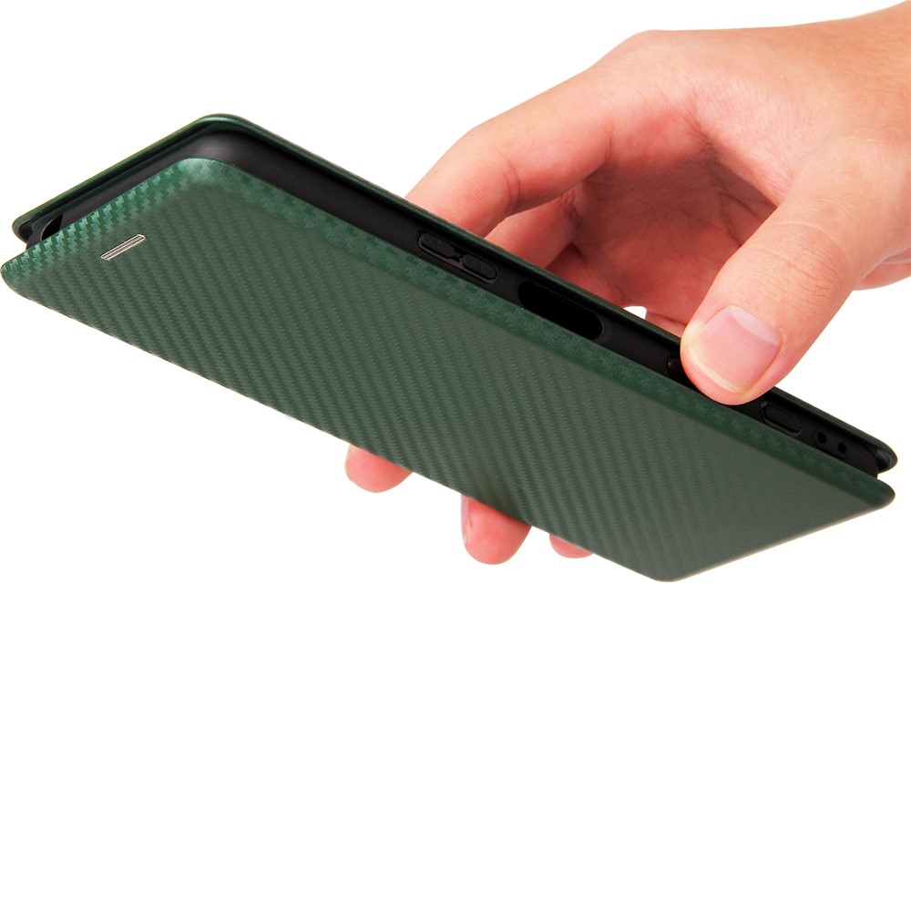 Carbon Fiber Texture Auto-absorbed Cell Phone Stand Cover for Sony Xperia 5 III - Green-8
