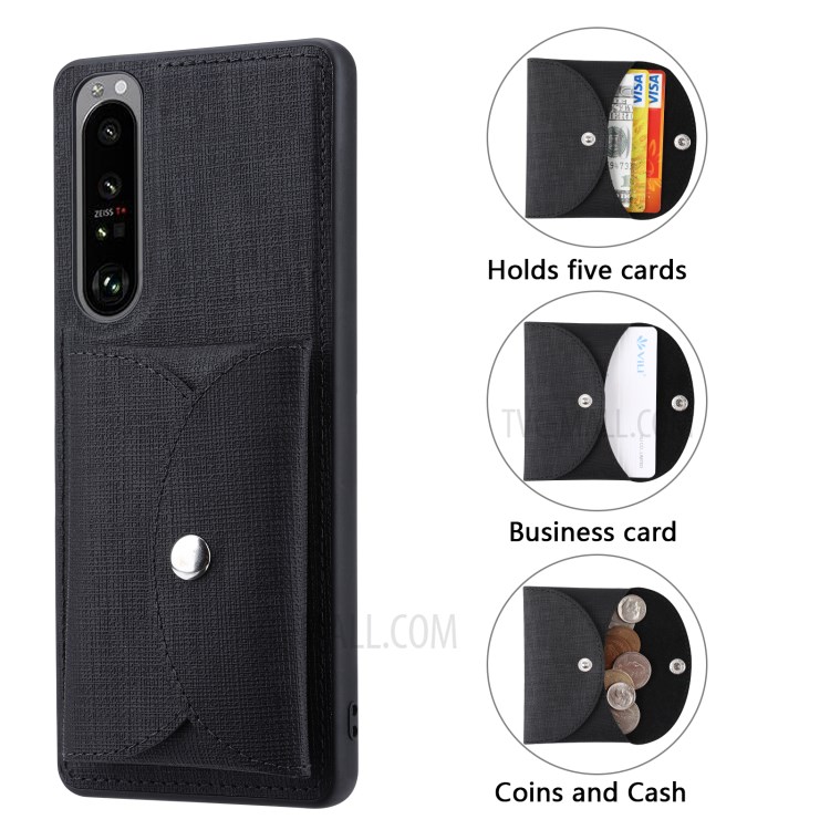 VILI T Series Leather Skin TPU Shell with Movable Magnetic-Absorbed Wallet for Sony Xperia 1 III - Black-3
