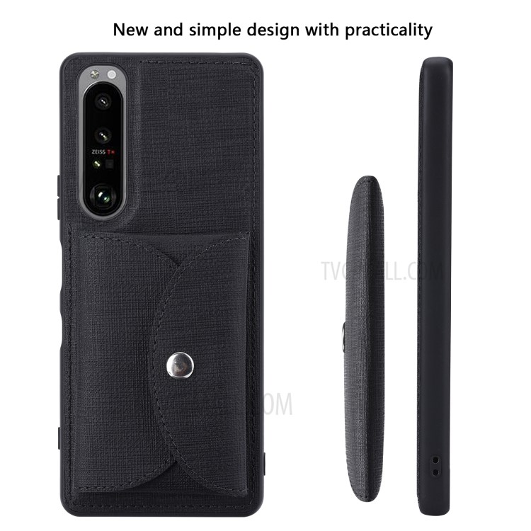 VILI T Series Leather Skin TPU Shell with Movable Magnetic-Absorbed Wallet for Sony Xperia 1 III - Black-6