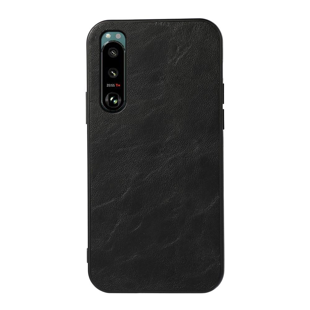 Crazy Horse Texture PU Leather Coated Plastic + TPU Hybrid Shock-Proof Case for Sony Xperia 5 III - Black-1