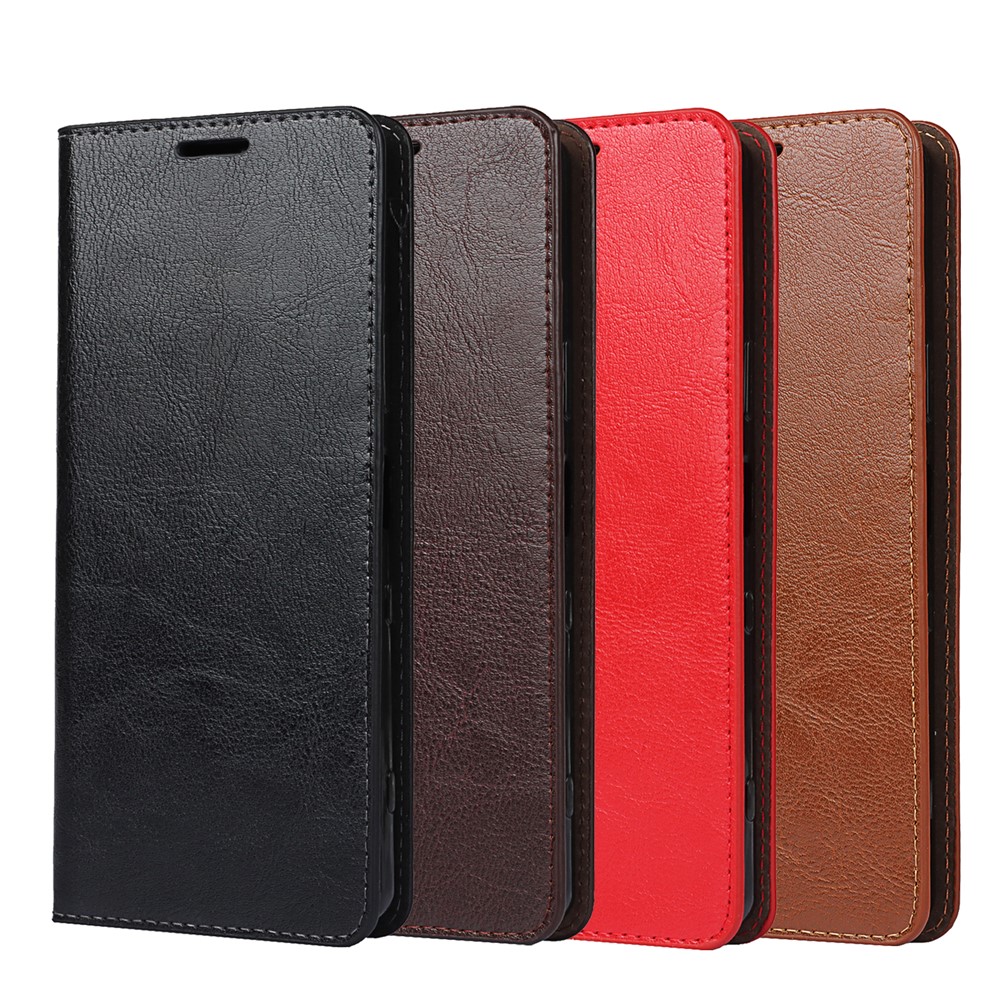 Crazy Horse Texture Genuine Leather Wallet Phone Design Case for Sony Xperia 1 III - Black-10
