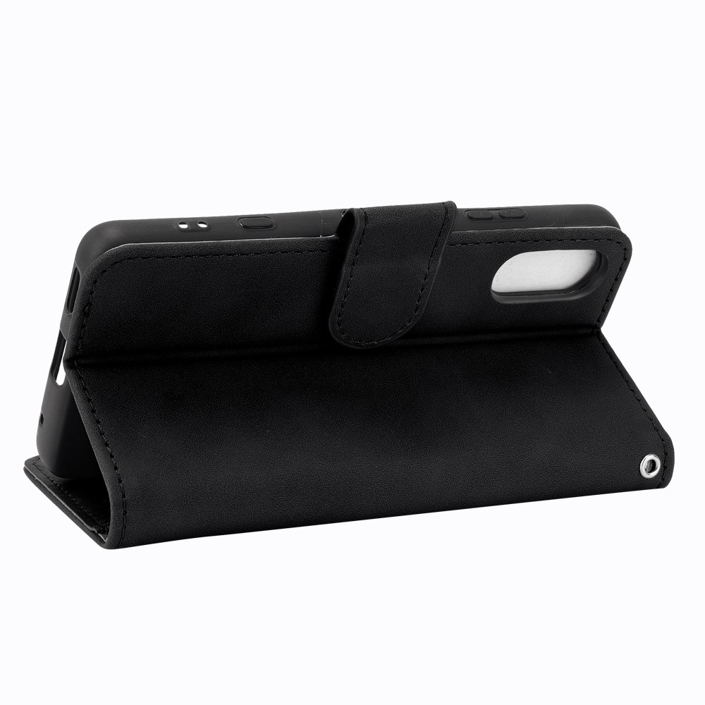 Skin-touch PU Leather Stand Phone Case Cover with Wallet Design for Sony Xperia Ace 2 - Black-4