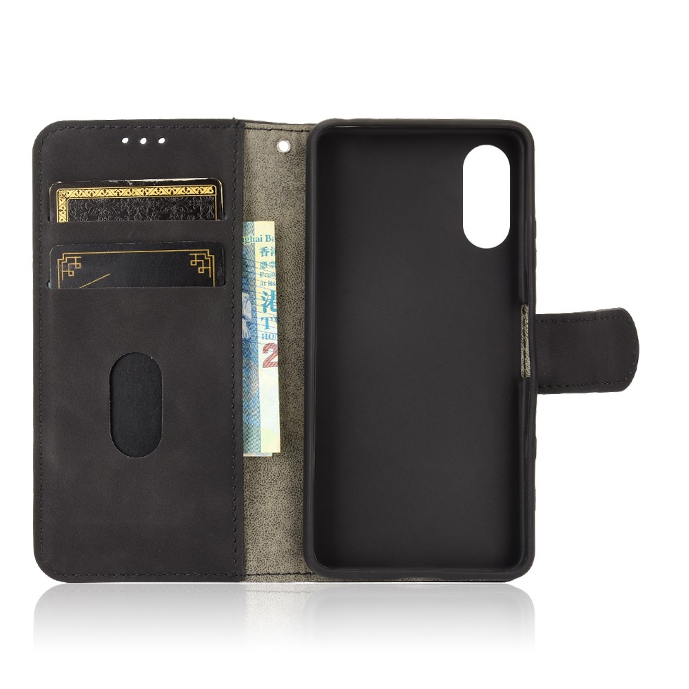 Skin-touch PU Leather Stand Phone Case Cover with Wallet Design for Sony Xperia Ace 2 - Black-5