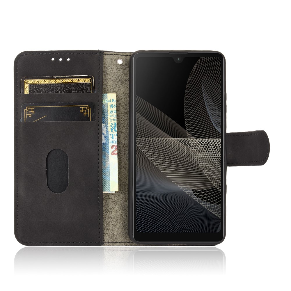 Skin-touch PU Leather Stand Phone Case Cover with Wallet Design for Sony Xperia Ace 2 - Black-6
