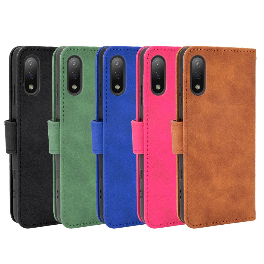 Skin-touch PU Leather Stand Phone Case Cover with Wallet Design for Sony Xperia Ace 2 - Black-9