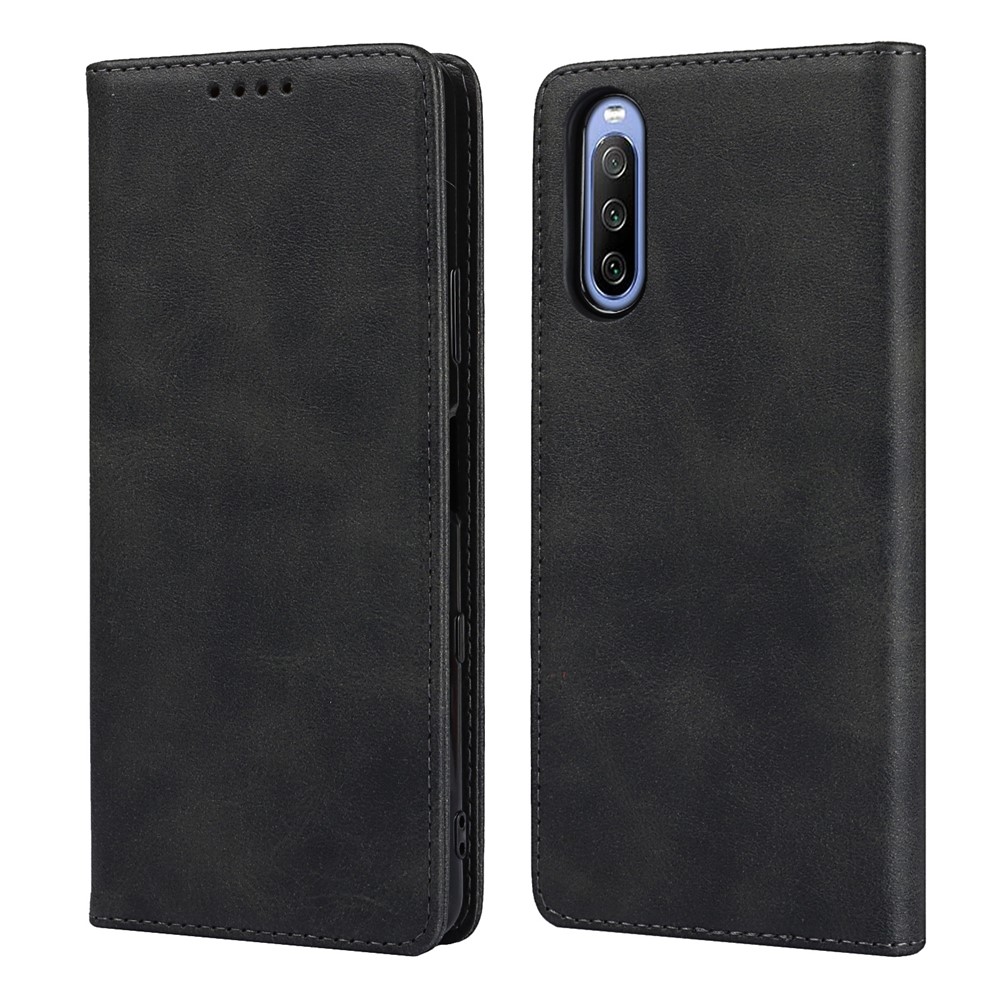 Magnetic Auto-absorbed Wallet Stand Leather Phone Case for Sony Xperia 10 III - Black-1