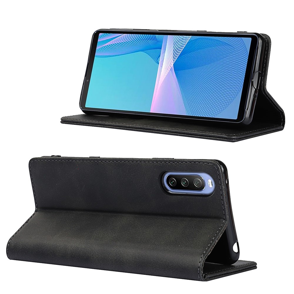 Magnetic Auto-absorbed Wallet Stand Leather Phone Case for Sony Xperia 10 III - Black-4
