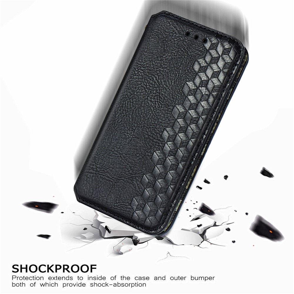 Fashionable Auto-absorbed Rhombus Texture PU Leather Wallet Phone Stand Design Cover for Sony Xperia 5 III - Black-7