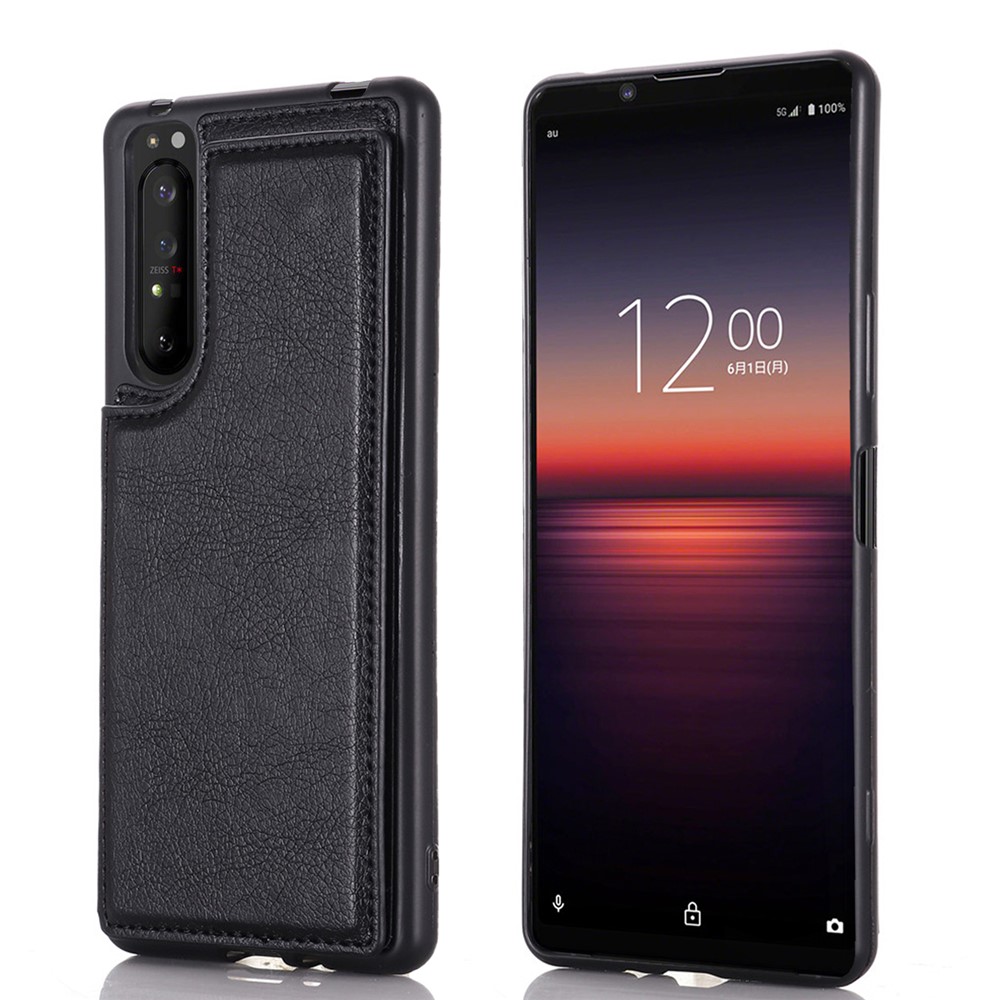 PU Leather Card Holder Design Phone Case with Kickstand for Sony Xperia 1 III - Black-11