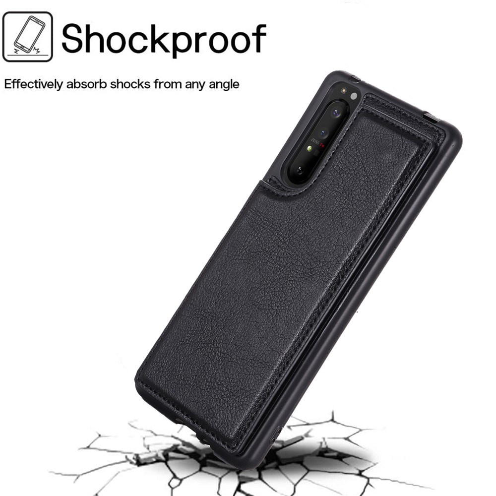 PU Leather Card Holder Design Phone Case with Kickstand for Sony Xperia 1 III - Black-5