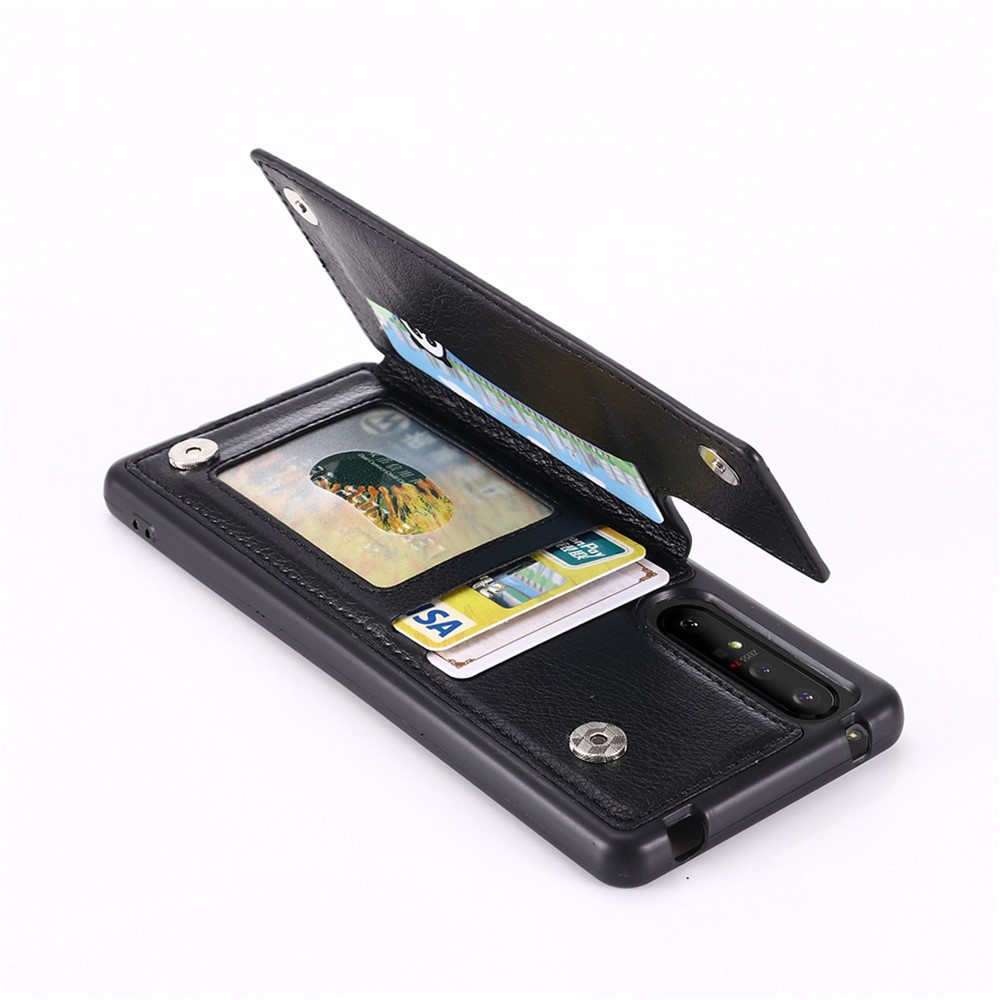 PU Leather Card Holder Design Phone Case with Kickstand for Sony Xperia 1 III - Black-7