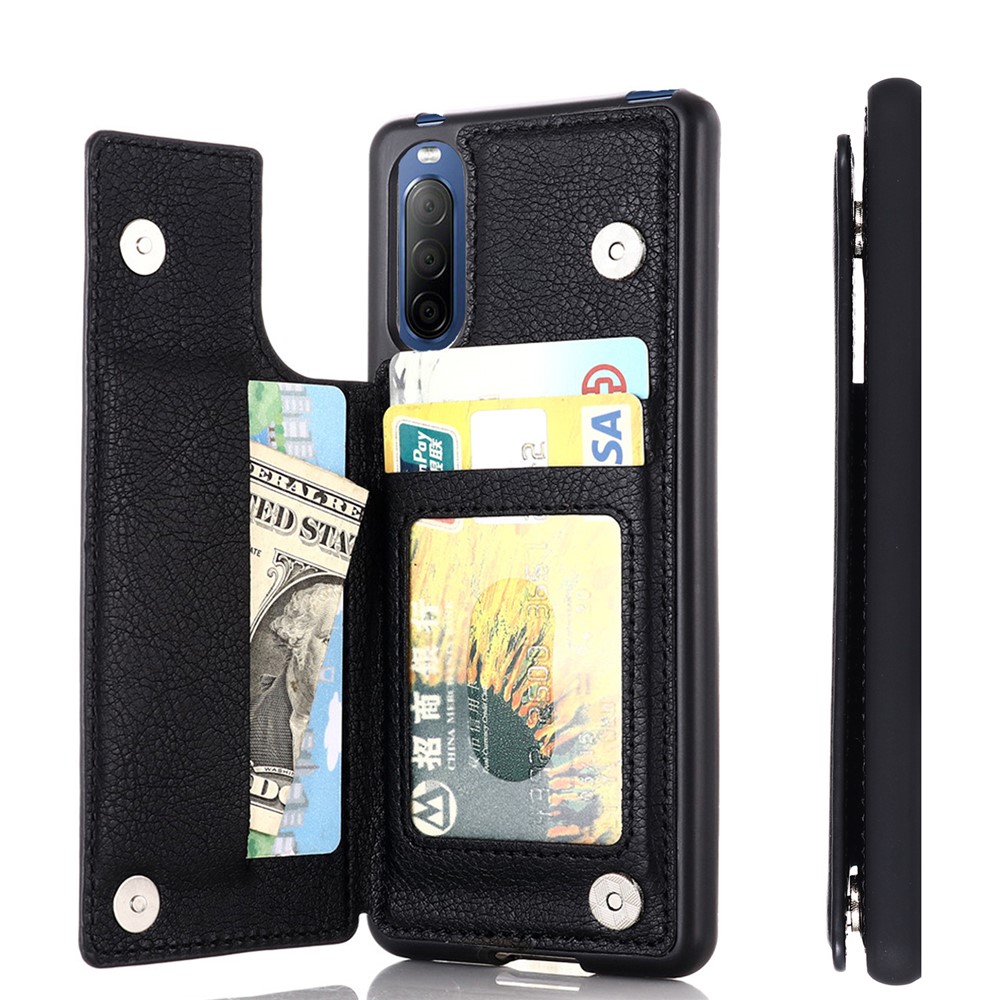 Card Holder Design Kickstand Leather Phone Case Cover for Sony Xperia 10 III - Black-10