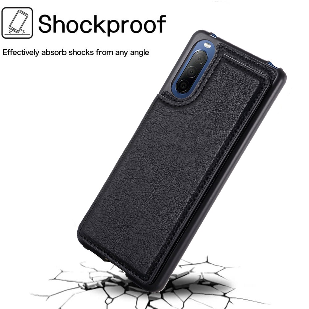 Card Holder Design Kickstand Leather Phone Case Cover for Sony Xperia 10 III - Black-4