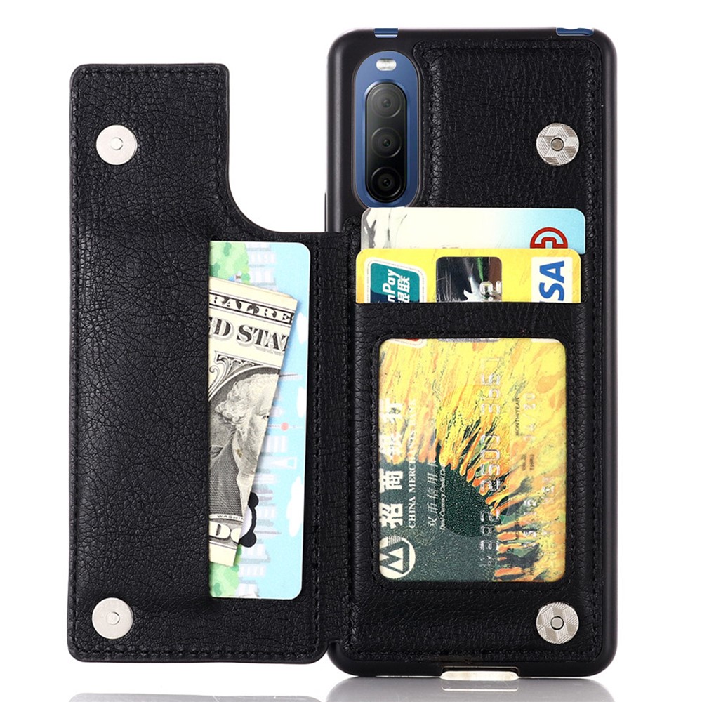 Card Holder Design Kickstand Leather Phone Case Cover for Sony Xperia 10 III - Black-5