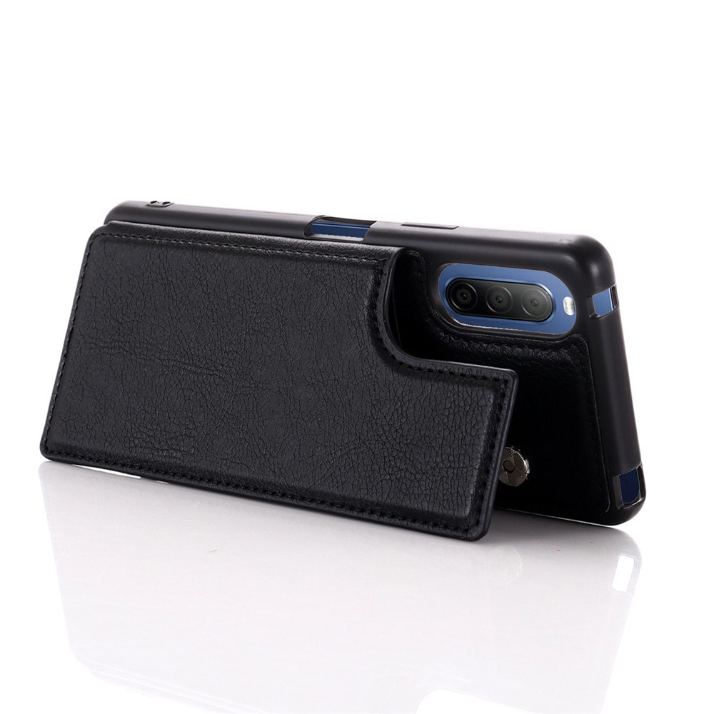 Card Holder Design Kickstand Leather Phone Case Cover for Sony Xperia 10 III - Black-7