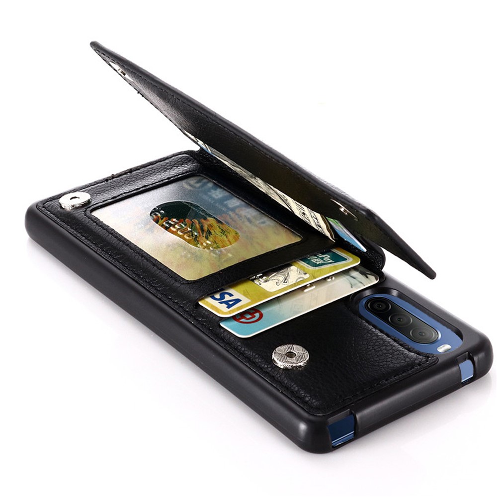 Card Holder Design Kickstand Leather Phone Case Cover for Sony Xperia 10 III - Black-8