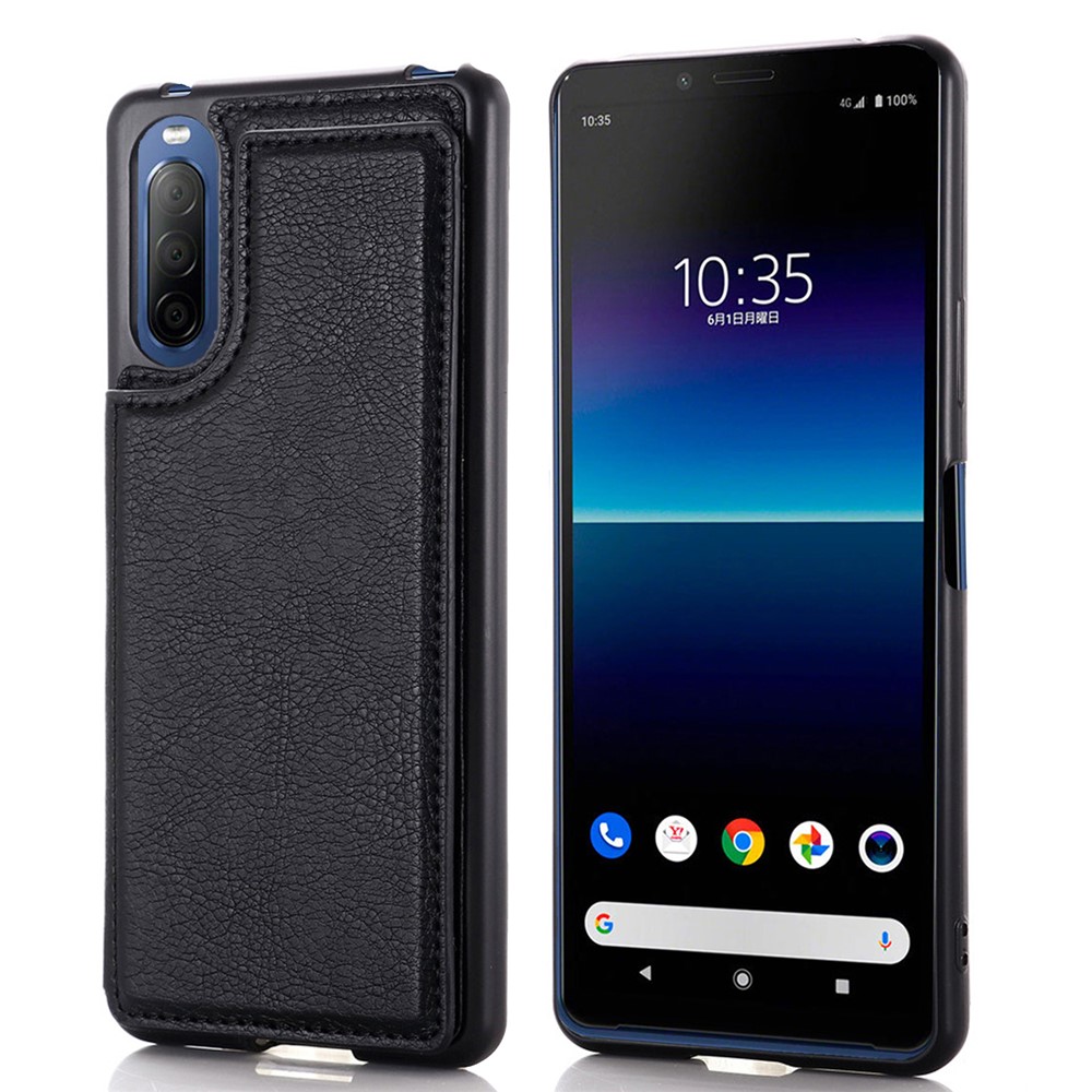Card Holder Design Kickstand Leather Phone Case Cover for Sony Xperia 10 III - Black-9