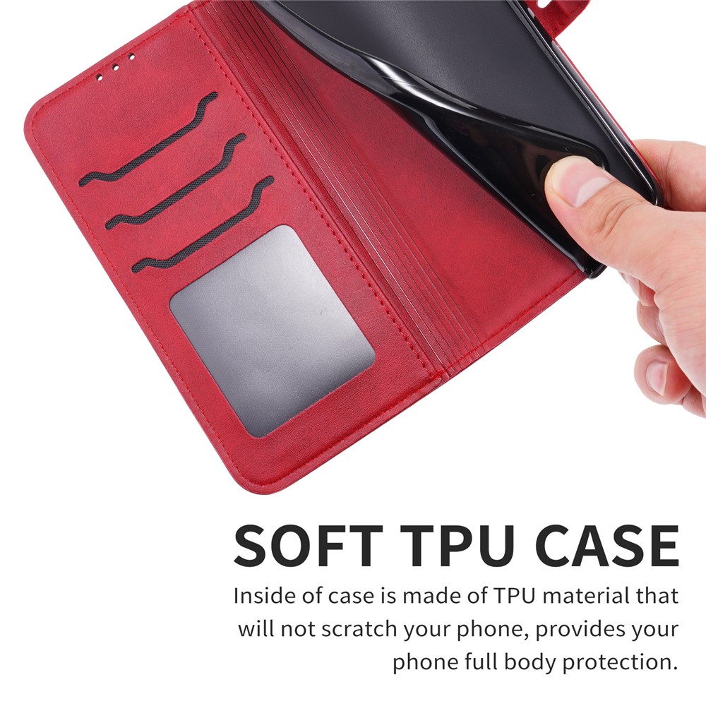 Imprint Happy Cat PU Leather Wallet Stand Design Cell Phone Cover for Sony Xperia 1 III - Red-9