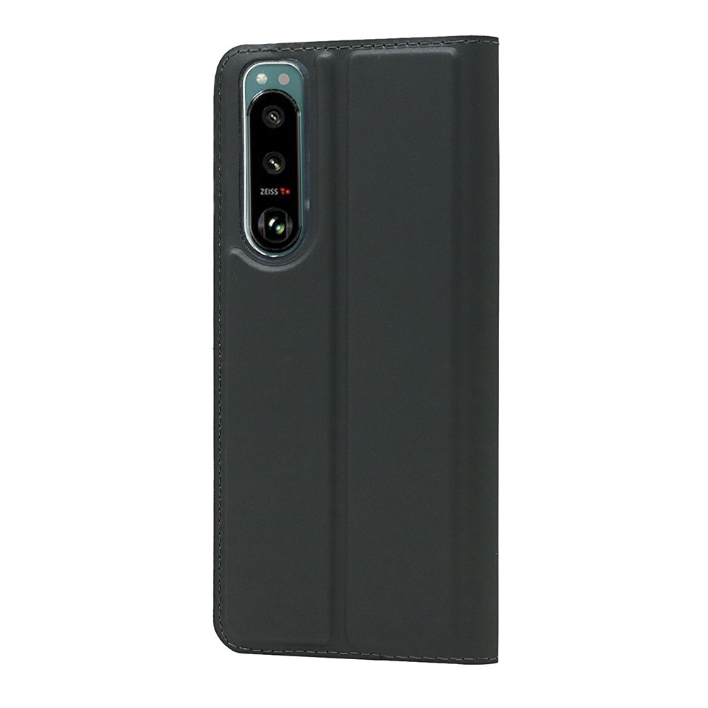 Auto-absorbed PU Leather Coated TPU Phone Case Cover with Stand and Card Slot for Sony Xperia 5 III - Black-3