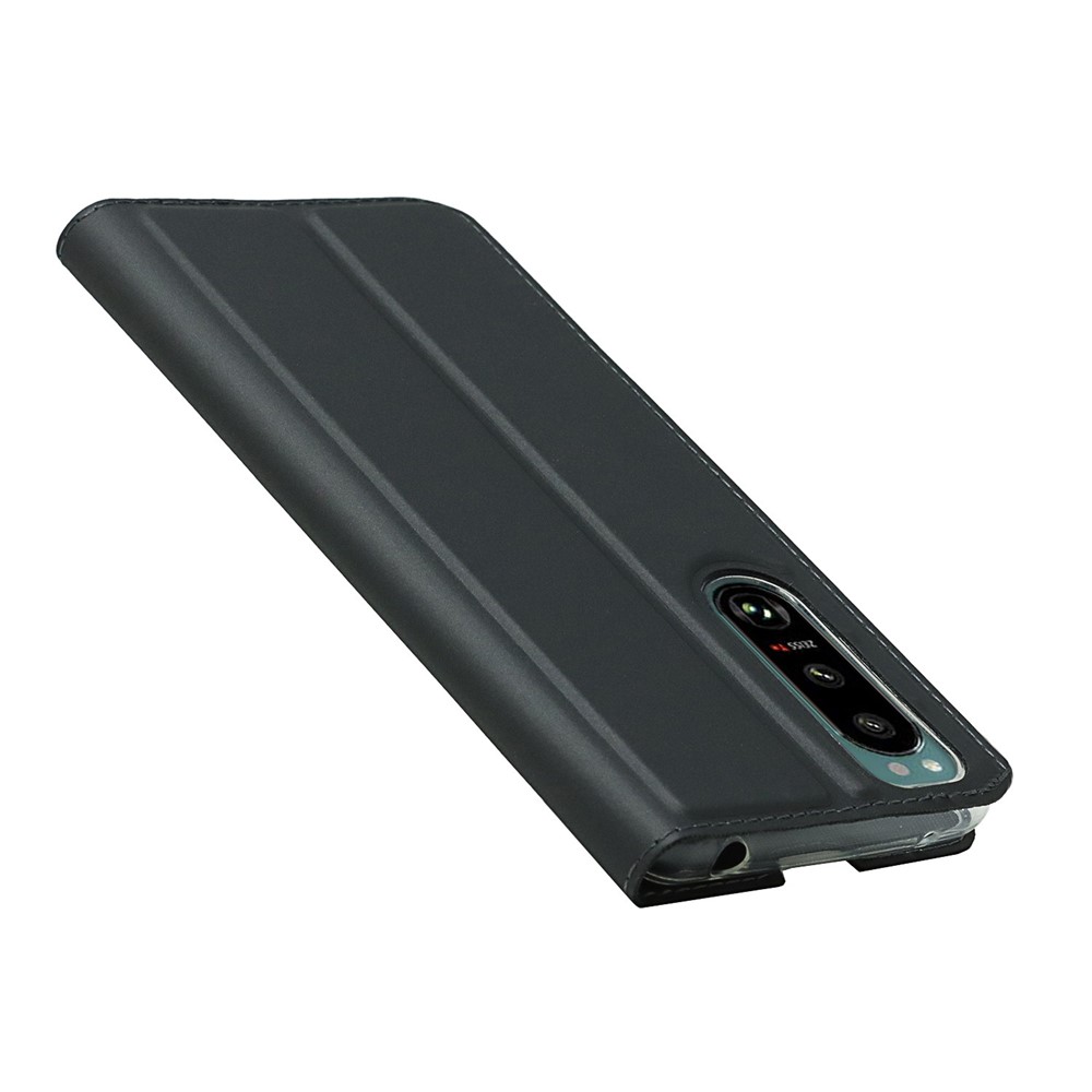 Auto-absorbed PU Leather Coated TPU Phone Case Cover with Stand and Card Slot for Sony Xperia 5 III - Black-7