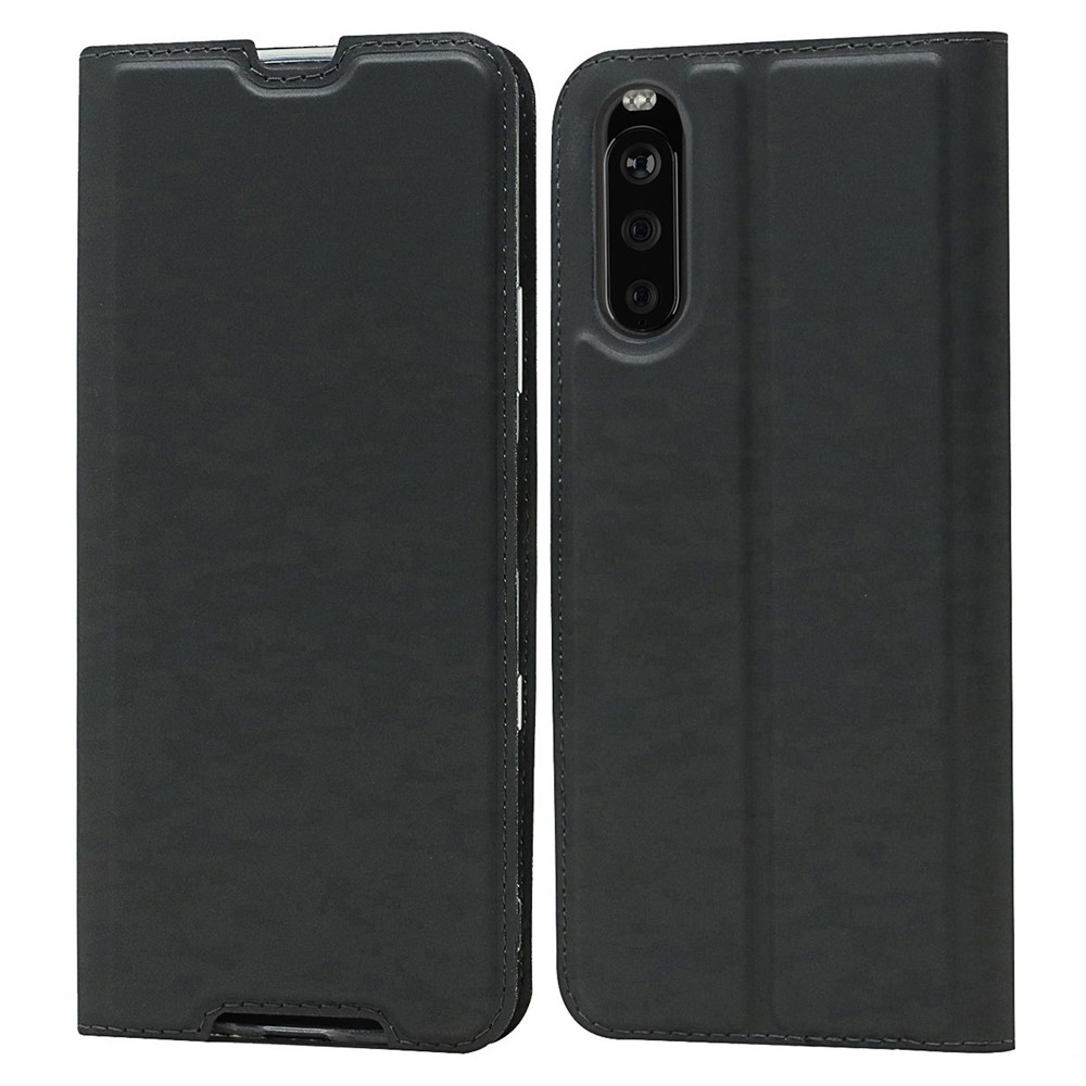 PU Leather Auto-absorbed Cell Phone Cover Stand Case with Card Slot for Sony Xperia 10 III - Black-1