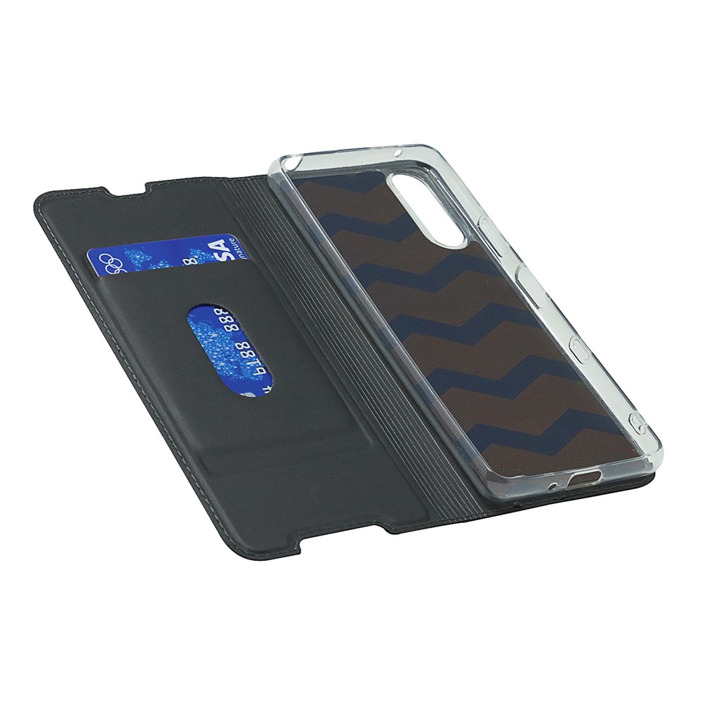 PU Leather Auto-absorbed Cell Phone Cover Stand Case with Card Slot for Sony Xperia 10 III - Black-6