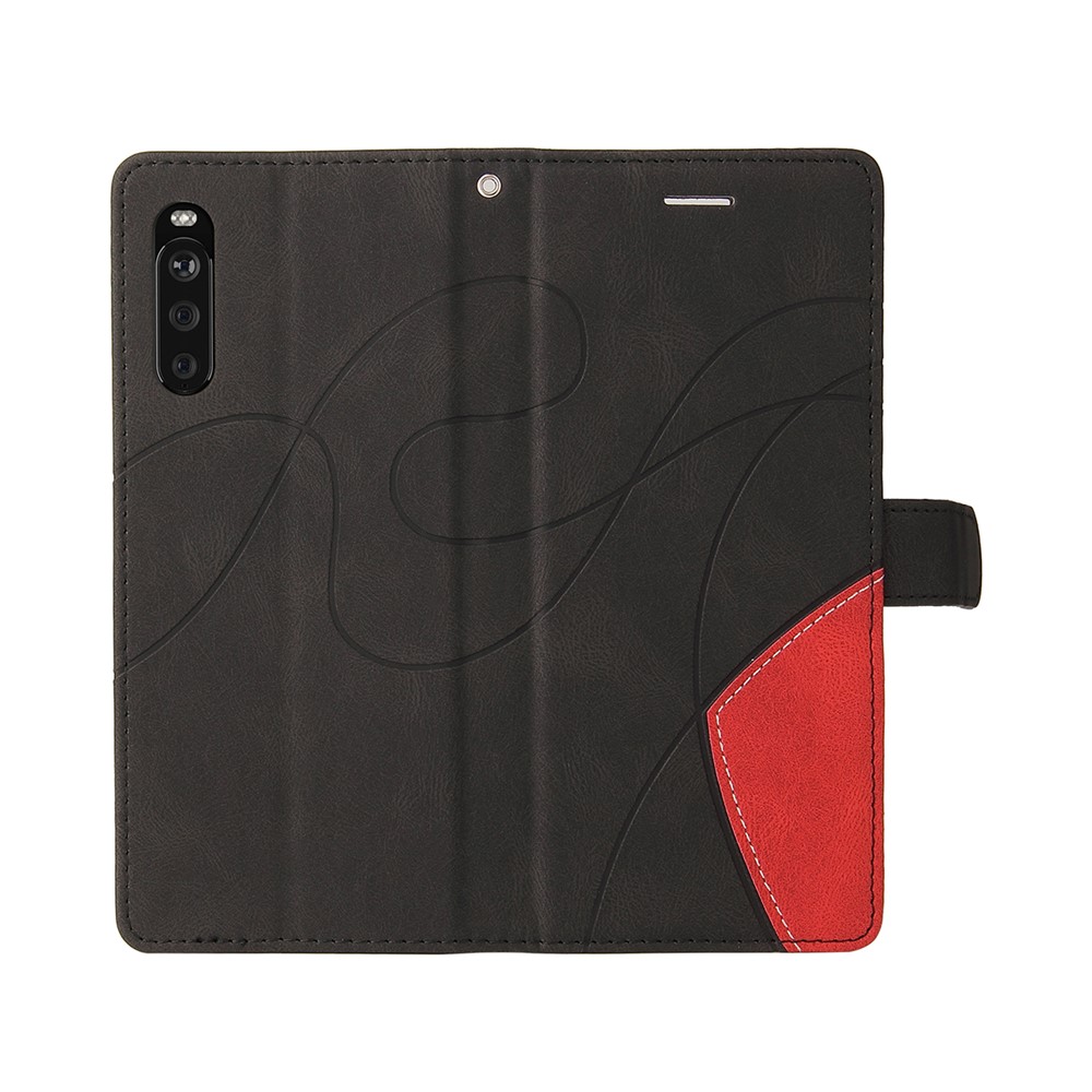 Fashionable Bi-colour Splicing Style Stand Leather Wallet Case Cover for Sony Xperia 10 III - Black-6