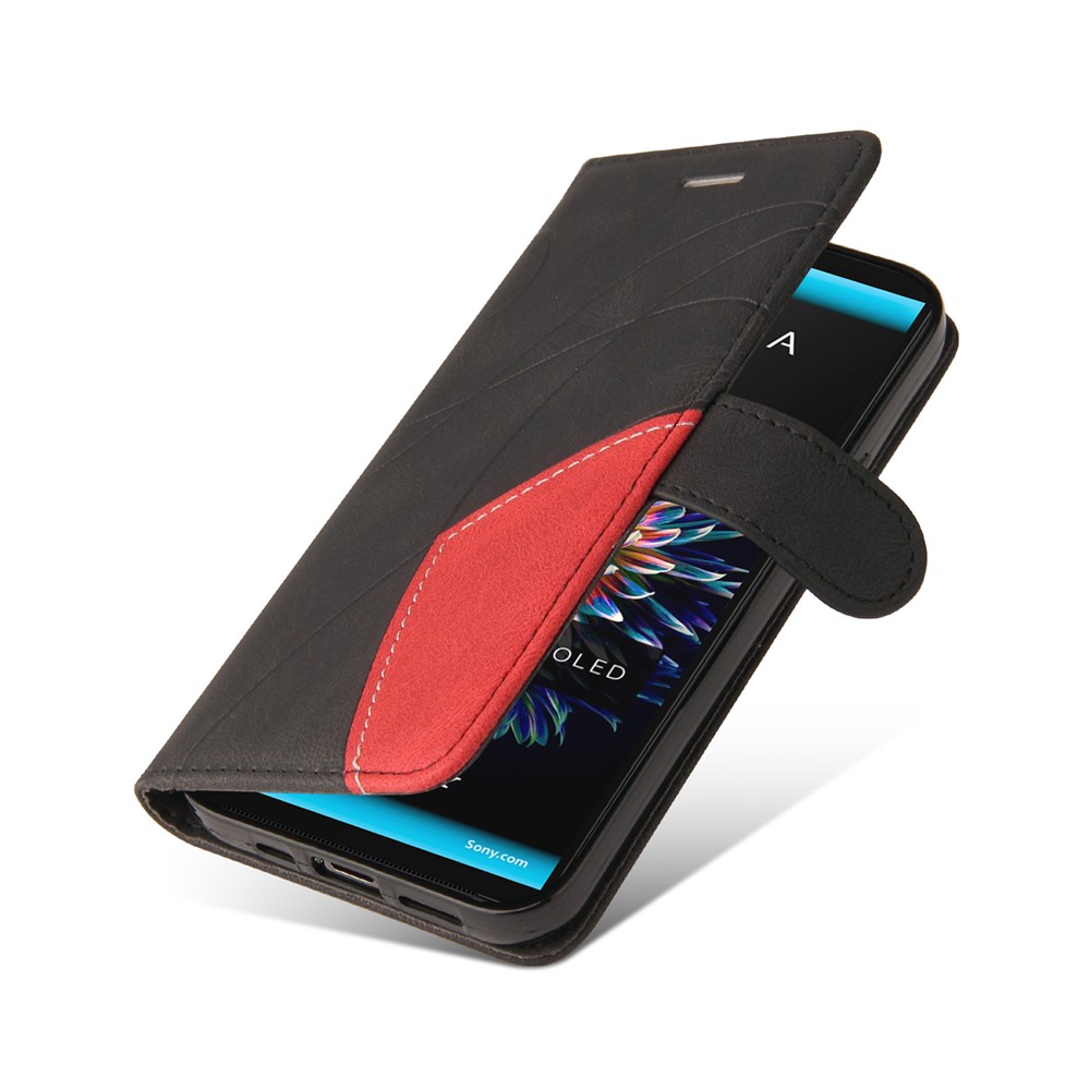 Fashionable Bi-colour Splicing Style Stand Leather Wallet Case Cover for Sony Xperia 10 III - Black-8