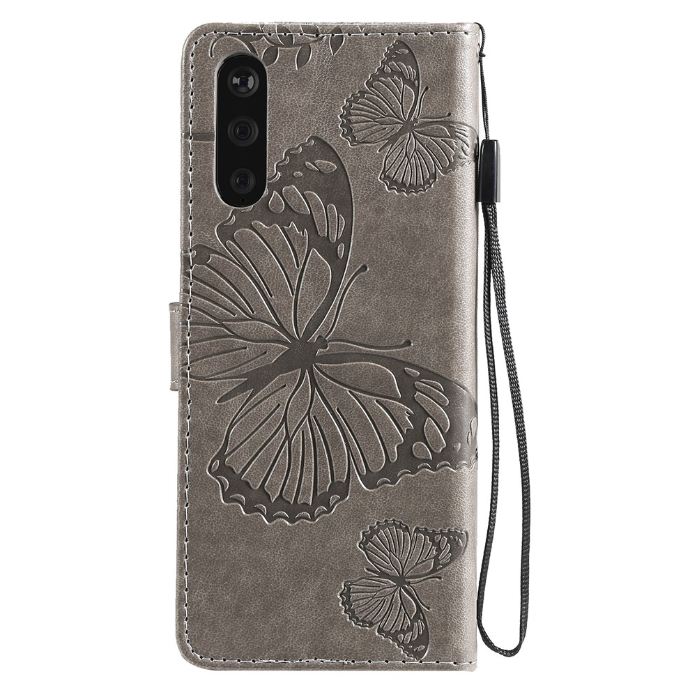 Wallet Stand Design Butterflies Pattern Imprinting Leather Case for Sony Xperia 10 III 5G - Grey-3