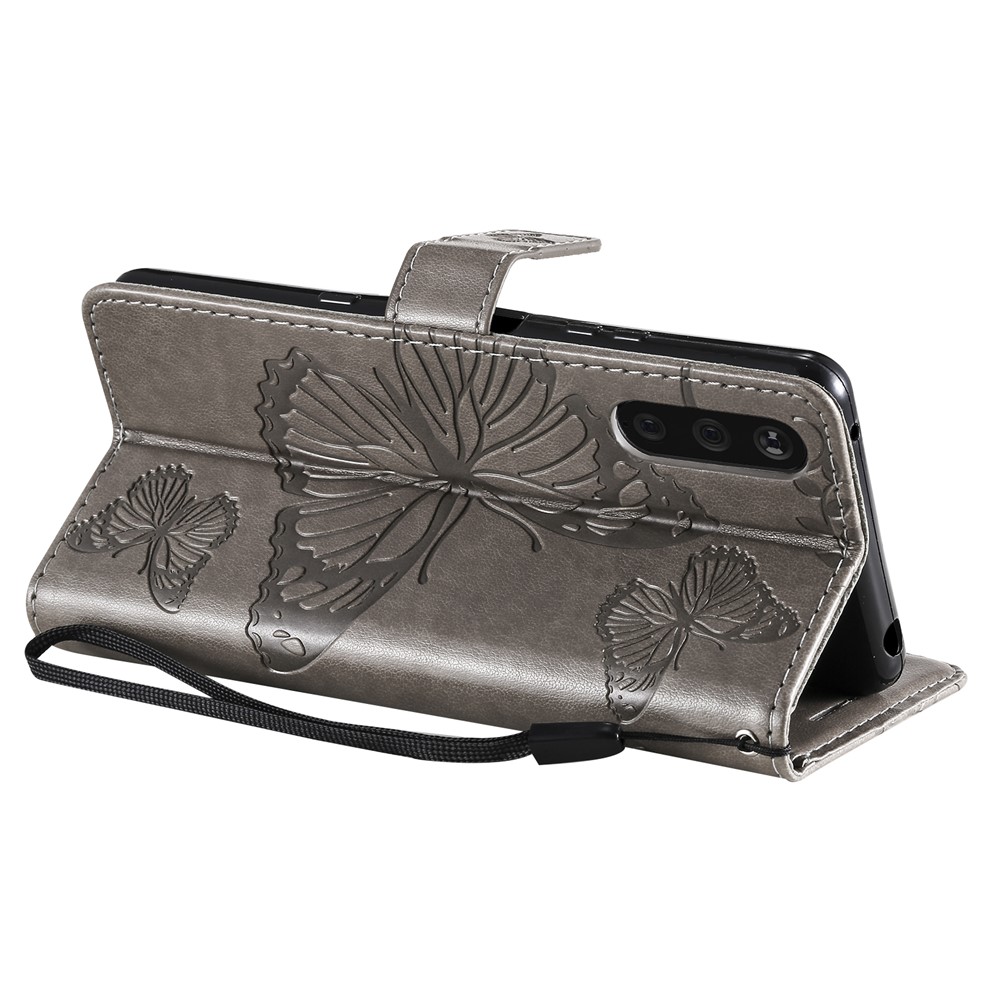 Wallet Stand Design Butterflies Pattern Imprinting Leather Case for Sony Xperia 10 III 5G - Grey-5