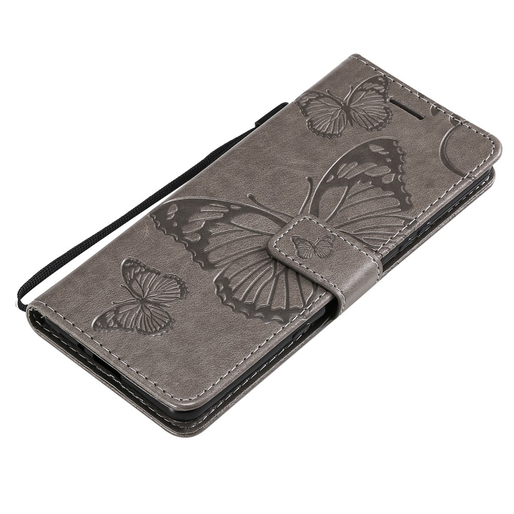 Wallet Stand Design Butterflies Pattern Imprinting Leather Case for Sony Xperia 10 III 5G - Grey-7