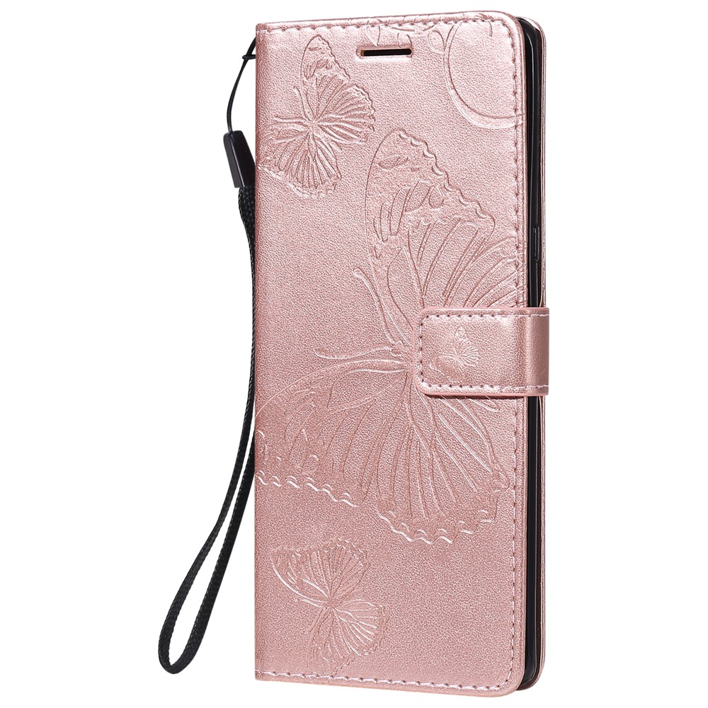 Wallet Stand Design Butterflies Pattern Imprinting Leather Case for Sony Xperia 10 III 5G - Rose Gold-2