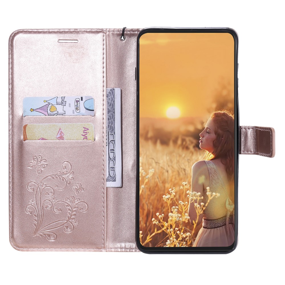 Wallet Stand Design Butterflies Pattern Imprinting Leather Case for Sony Xperia 10 III 5G - Rose Gold-4