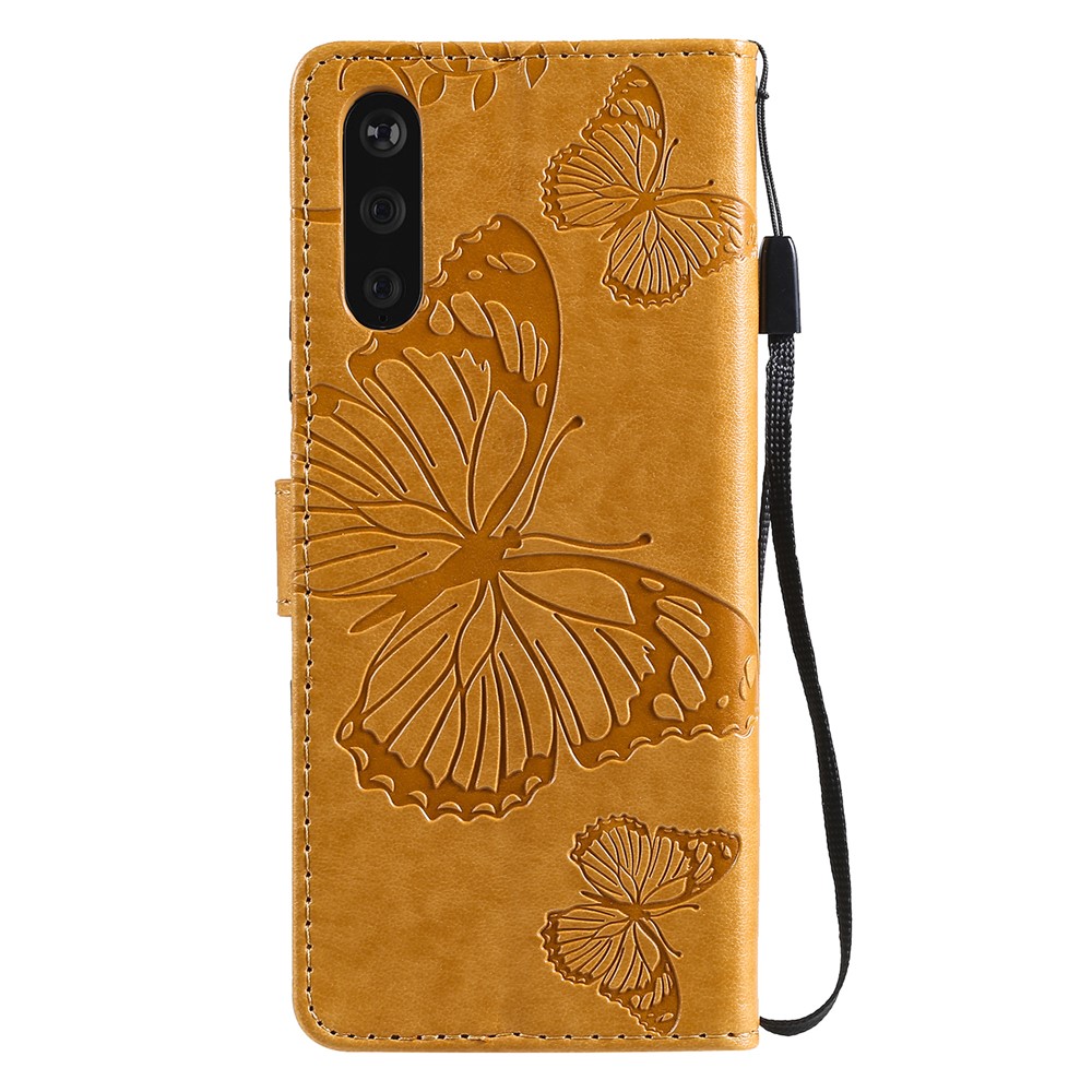 Wallet Stand Design Butterflies Pattern Imprinting Leather Case for Sony Xperia 10 III 5G - Yellow-3