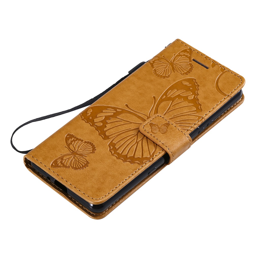 Wallet Stand Design Butterflies Pattern Imprinting Leather Case for Sony Xperia 10 III 5G - Yellow-7