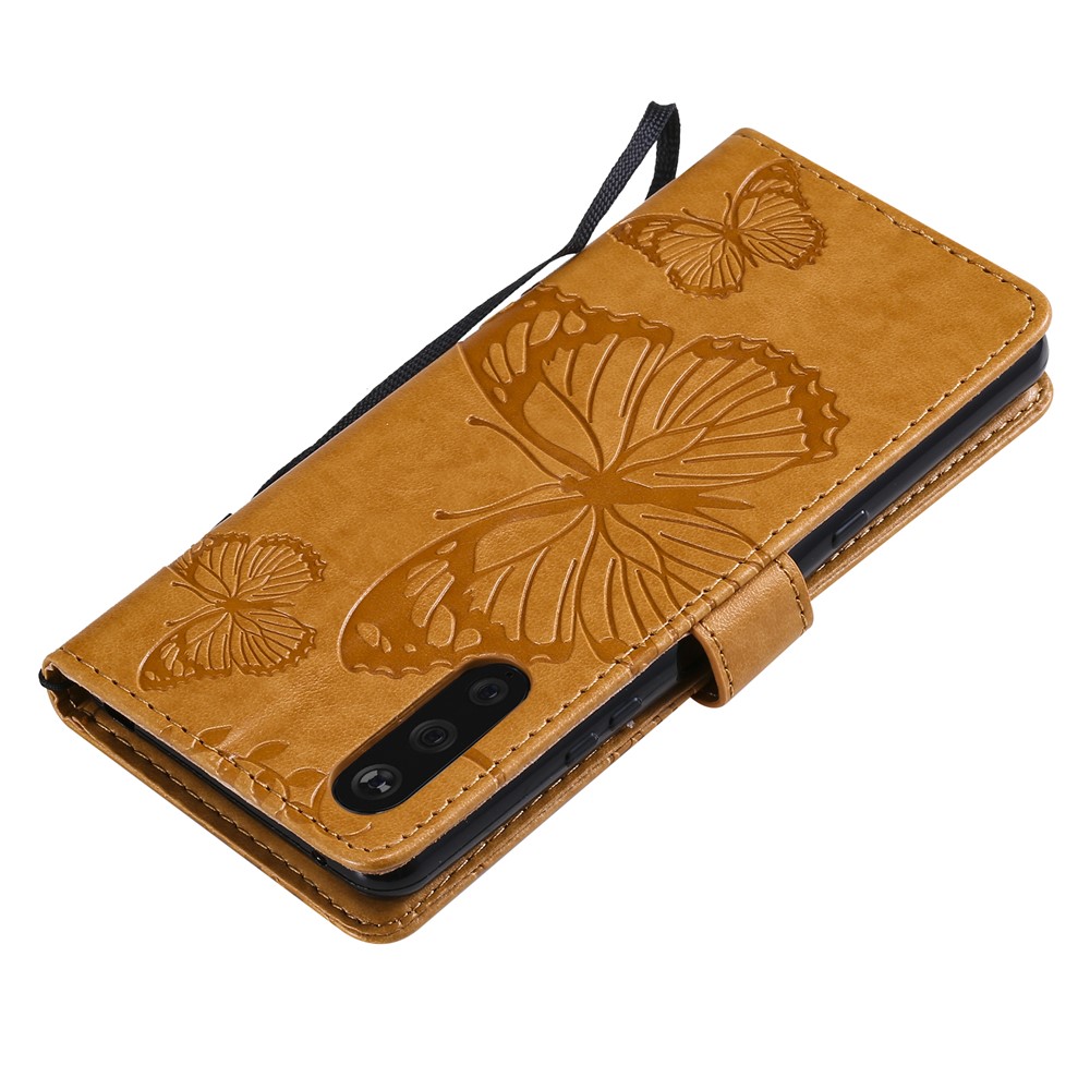 Wallet Stand Design Butterflies Pattern Imprinting Leather Case for Sony Xperia 10 III 5G - Yellow-8