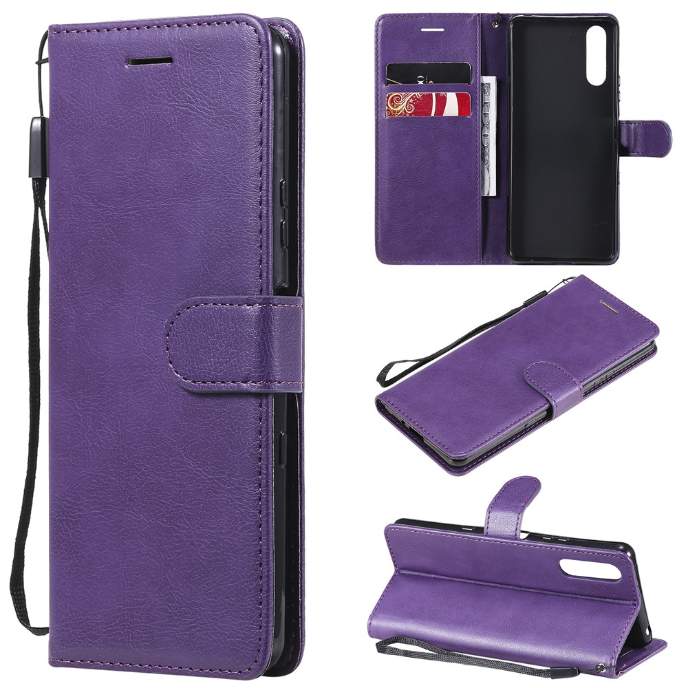 Wallet Stand Leather Phone Case Shell with Strap Casing for Sony Xperia 10 III 5G - Purple-12