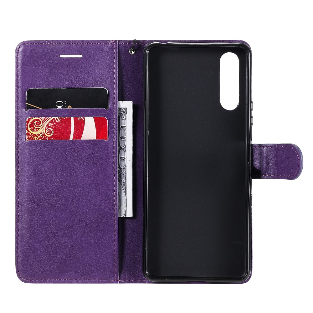Wallet Stand Leather Phone Case Shell with Strap Casing for Sony Xperia 10 III 5G - Purple-4
